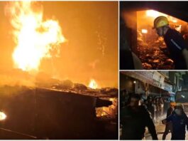 भीषण अग्निकांड: गारमेंट्स दुकान पल भर में बनी राख