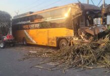 दर्दनाक हादसाः ट्रैक्टर ट्राले और यात्रियों से भरी बस की जबर्दस्त टक्कर, चालक की मौत